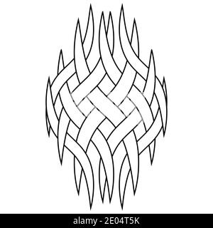 Pattern tattoo logo, intertwining smoke vapors, vector Celtic knot of curved stripes, logo tattoo pattern intertwined curved lines Stock Vector