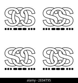 Icon Sign SOS symbol interlaced letters S O S sign Morse code. Illustration sticker sign symbol SOS signal in flat Stock Vector