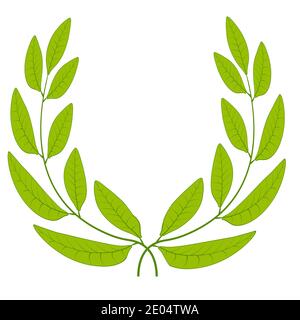 Laurel wreath green leaves icon sign symbol of glory, victory or peace, vector Laurel wreath sign of victory and triumph Stock Vector
