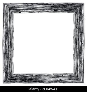 Frame for photos pictures, pencil shading, vector hand draw frame hatched engraving Stock Vector