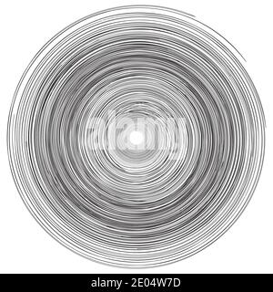 Concentric rings circles pattern abstract monochrome element, vortex whirlpool vector Stock Vector