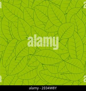 Seamless green leaf pattern background vector seamless pattern of fresh green herbarium leaves for Wallpaper Stock Vector