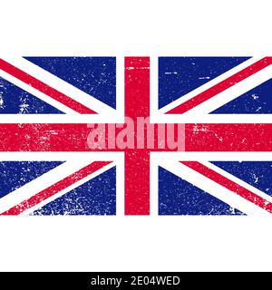 shabby British flag vector flag GB grunge style, United Kingdom UK grunge, old, scratched style flag Stock Vector