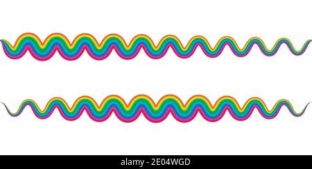rainbow zigzag snake wave, wavy spring symbol, vector rainbow sign spring Stock Vector
