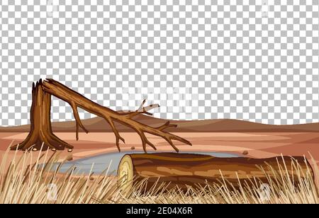 Dry land landscape on transparent background illustration Stock Vector