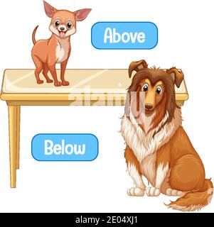 Opposite words with above and below illustration Stock Vector