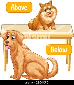 Opposite words with above and below illustration Stock Vector