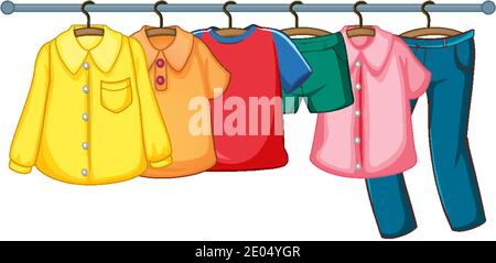 Isolated clothes on the rack display illustration Stock Vector