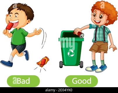 Opposite words with bad and good illustration Stock Vector Image & Art -  Alamy
