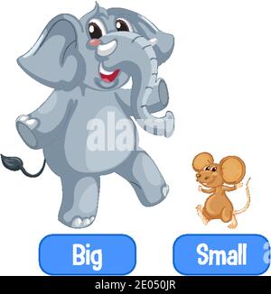 Opposite English Words With Big And Small Illustration Stock Vector 