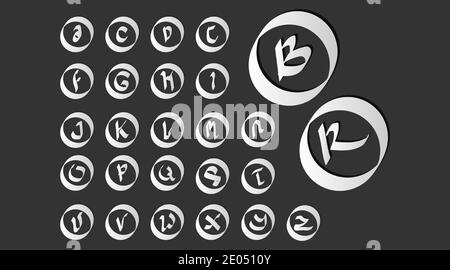 alphabet letter merging logo collection. Vector design with isolated black metal color pattern Stock Vector
