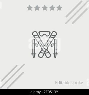 skiing vector icon modern simple vector illustration Stock Vector