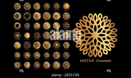 Collection of mandala ornament designs. vector design with circular pattern in gold color Stock Vector