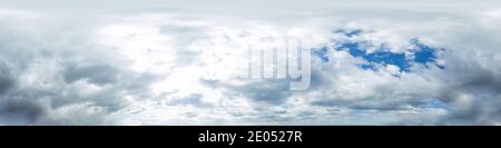 Seamless panorama of sky with puffy Cumulus clouds in spherical equirectangular format with complete zenith for use in 3D graphics, game and Stock Photo