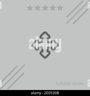 four arrows expand outlined button vector icon modern simple vector illustration Stock Vector