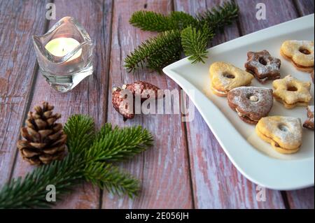 Christmas cookies Christmas decoration on wooden background Stock Photo