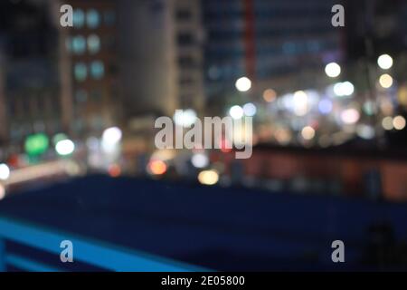 The beautiful blurry city at night. Stock Photo