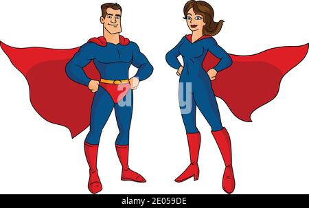 Super Hero Couples Vector Illustration Stock Vector