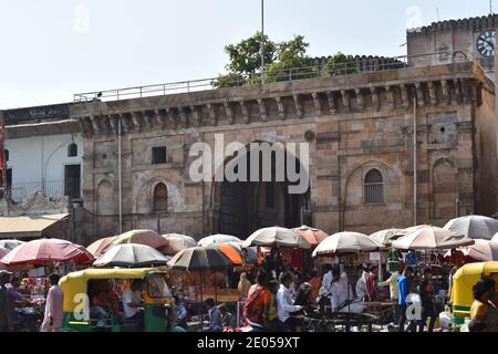 Main entrance gate - Bhadra Fort built in 1411AD by Sultan Ahmad Shah. Ahmedabad, Gujarat, India Stock Photo