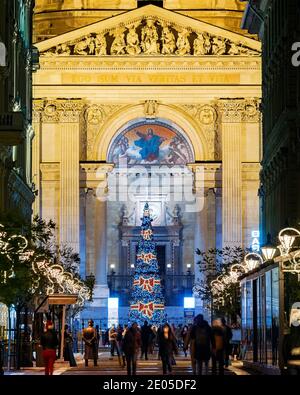 St Stephen Basilica at christmas time. Splendid giant christmas tree is there. Created a Beautiful mood that place Stock Photo