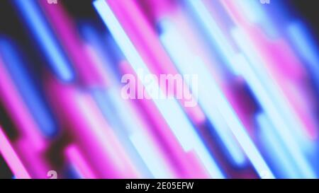 Abstract colorful background. Diagonal oriented pink and cyan light bars. Defocused light lines. Stock Photo