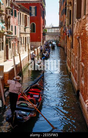 Italy Venice Canls and gondolas Stock Photo