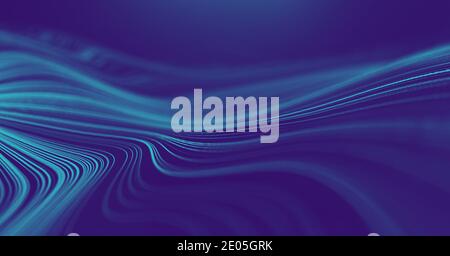 Abstract technology background. Wave effect blue futuristic background. Sound wave big data. Stock Photo