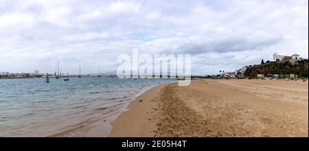 Ferragudo, Portugal - 27 December 2020: the Arade River and Ferragudo village on the Algarve coast Stock Photo