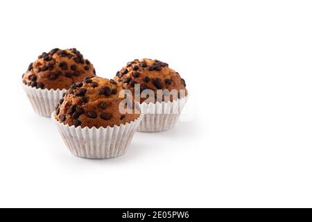 Just baked chocolate muffin isolated on white background Stock Photo