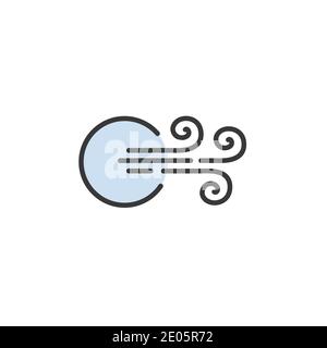 Wind. Filled color icon. Isolated weather vector illustration Stock Vector
