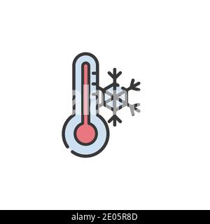 Thermometer. Winter temperature. Filled color icon. Isolated weather vector illustration Stock Vector