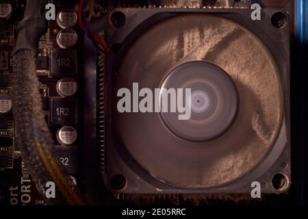 Dust on the pc cooler processor Stock Photo