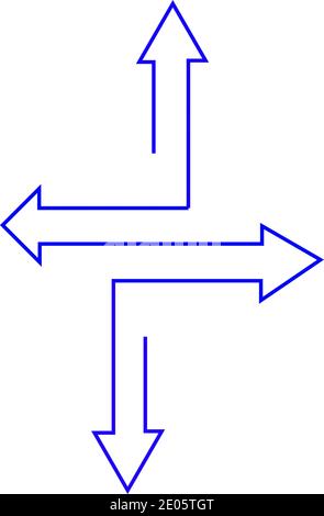 Four blue arrows pointing in four directions with a black boarder Stock ...