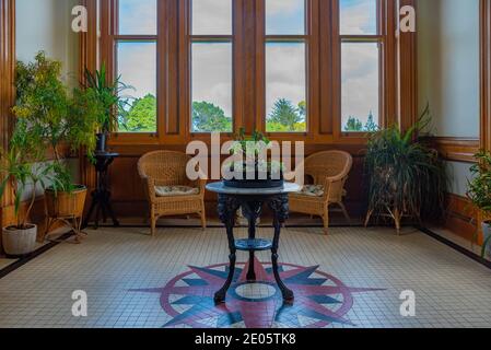 DUNEDIN, NEW ZEALAND, JANUARY 31, 2020: Interior of Larnach castle in Dunedin, New Zealand Stock Photo