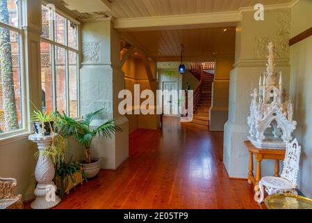 DUNEDIN, NEW ZEALAND, JANUARY 31, 2020: Interior of Larnach castle in Dunedin, New Zealand Stock Photo