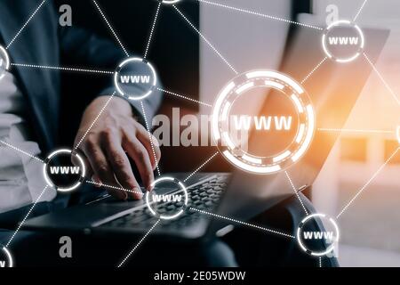 WWW - World Wide Web on the global Internet. Stock Photo