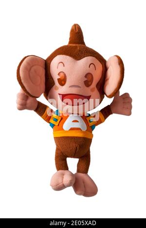 Sega Super Monkey Ball soft plush toy isolated on white background Stock Photo