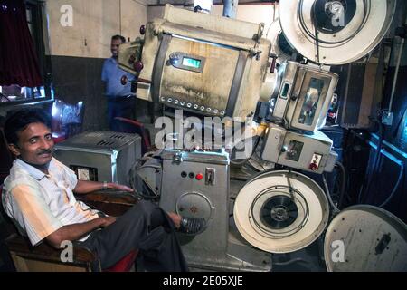 Pics show: Old cinema in Sri Lanka.Regal cinema in Negombo which is 90 years old and one of the oldest in Sri Lanka.  The cinema still employs two ful Stock Photo