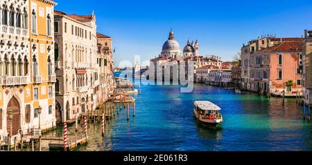 Amazing romantic Venice town. View of Grand canal from Academy' bridge. Italy november 2020 Stock Photo