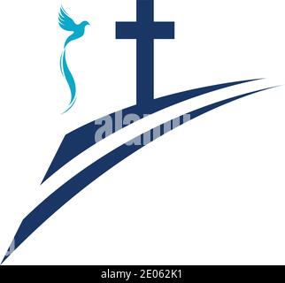 church christian line art logo design,Christian symbols. Stock Vector