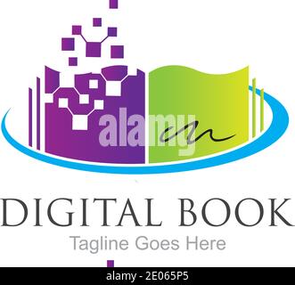 Digital book logo technology vector icon design Stock Vector