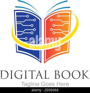 Digital book logo technology vector icon design Stock Vector