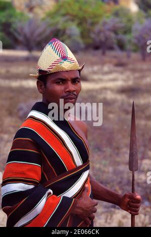 Antandroy Tribal Man wearing Traditional Costume or Garment known as a ...