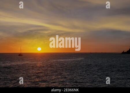 Golden Sunset over the Sea of Cortez in Cabo San Lucas, Mexico Stock Photo