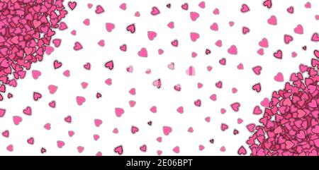 Valentines Day background with many pink hearts on a white. Day of love for two people around the world Stock Photo