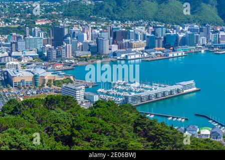 WELLINGTON, NEW ZEALAND, FEBRUARY 9, 2020: Aerial view of Wellington, New Zealand
