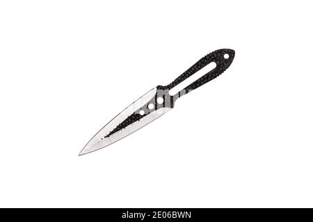 Metal throwing knives isolate on a white background. Ninja weapons. Silent weapon. Stock Photo