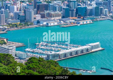 WELLINGTON, NEW ZEALAND, FEBRUARY 8, 2020: Aerial view of Wellington, New Zealand