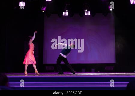 Dancer Actors perform on the theater stage in a dance show musical Stock Photo