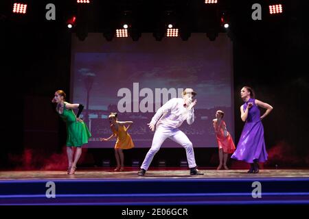 Dancer Actors perform on the theater stage in a dance show musical Stock Photo